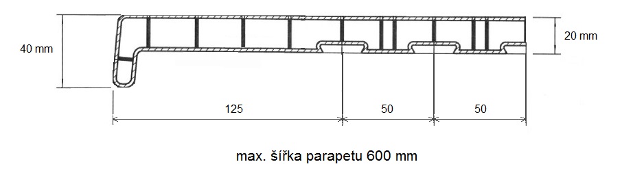 technický nákres - parapety Standard
